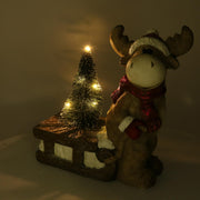 Resin reindeer with gray sled cm30x14h32