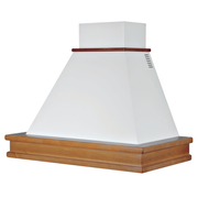 SYENE aspirant hood in white stainless steel from the cornice in wood color noce evita cm 90