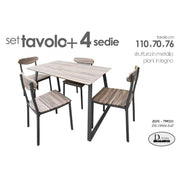 Table set with 4 chairs kitchen living room Table 110x 70 x 76 h