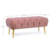 Pink ottoman furniture bench with legs 103 x46x40h cm