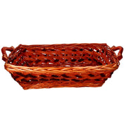 Rectangular honey walnut woven wicker basket cm53x38h13