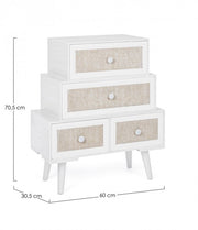 Living room chest of drawers in MDF with four drawers White MONTIEL 60x30,5x h70,5 cm