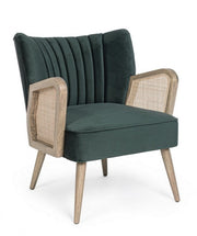 Virna green velvet vintage wooden armchair