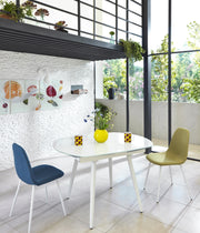 Extendable table with white tempered glass top 120/180x90h cm