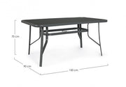 Martinez outdoor table 150x90xH70cm