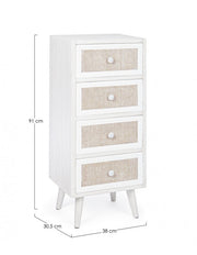 Bedroom chest of drawers with four drawers Bianca MONTIEL 38x30,5x h91 cm