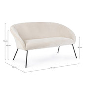 Aiko Velvet steel white velvet sofa 142 x 80 x 75 cm