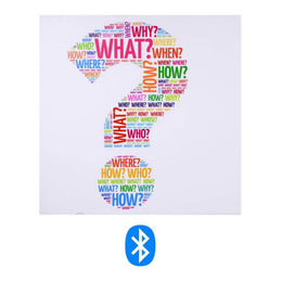 Bluetooth panel with multicolor question mark print