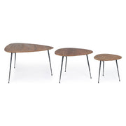 Set of 3 industrial style wooden boscage coffee tables