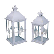 Metal lantern 1-2 matt white gold square cm22x22h51
