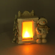 Resin fireplace with white led snowman cm27x12h23