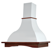 PROVENZA extractor hood in white stainless steel and tobacco-coloured wooden frame 120 cm