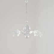 White Silver iron chandelier five lights Alabaster White glass 68x h43 cm