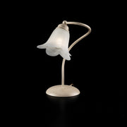 Table lamp in iron Ivory Gold one light lampshade in White glass 25x h31 cm