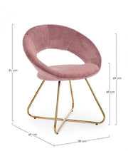 2x Gold Vanity armchair in pink velvet