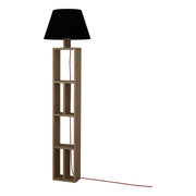 Floor Lamp with Oak Bookcase and Black Lampshade 23.5x15x163.5 cm