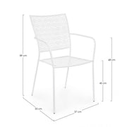 Jodie white outdoor chair with armrests