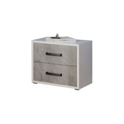 Concrete gray bedside table with 2 drawers in melamine wood 36x52xh 43