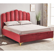 Red Artu Upholstered Double Bed with Storage and Embellished Headboard 160x190 cm