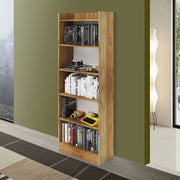 Country walnut color bookcase 6 shelves h. 180x64x29 cm