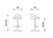 Stool in black imitation leather 39x32x80/102h cm