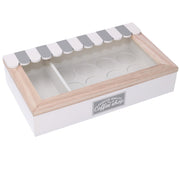 Wooden pod holder 2 compartments bistro white gray rectangular cm27x16h5,5