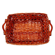 Rectangular honey walnut woven wicker basket cm53x38h13