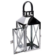 Square silver metal lantern 1-2 cm19x19h42