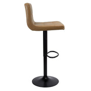Adjustable Rust-Colored Stool with Matte Black Legs and Fabric Seat