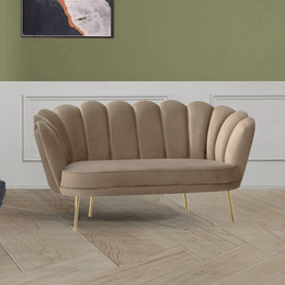 Orel two-seater sofa in beige shell velvet