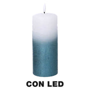 Light blue led paraffin candle cm ø8h18
