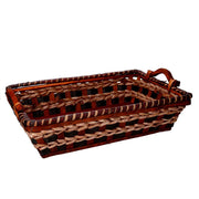 Rectangular walnut cream wicker basket cm53x38h13