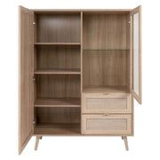 Sideboard two doors two drawers two doors wicker effect BALI 101.5x 40x h139 cm