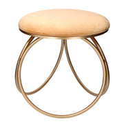 Round ocher velvet metal puff cm44x42h43
