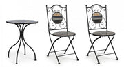 Garden set table and 2 chairs with Huston ceramic decorations