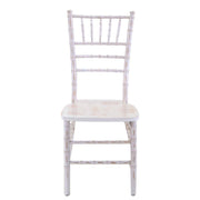 Bleached chiavari wooden chair with ivory cushion 40x40h43 - 92 cm