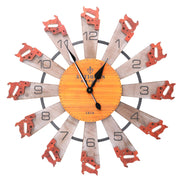 Round orange wooden clock cmø60,5x4,5