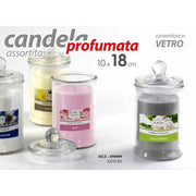 Candele profumante  in vetro assortite  cm 10 x 18 h