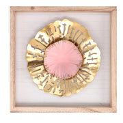 Flower metal painting with gold frame cm25x25h3,5