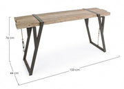Steel console with wooden top BLOCKS 153x44 h76 cm