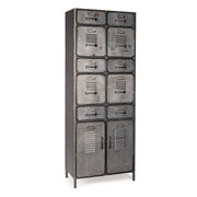 Store chest of drawers with 2 doors and 10 industrial style drawers cm 169h