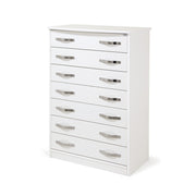 White bedroom chest of drawers in melamine wood 7 drawers H.127x76x41 cm