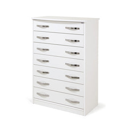White bedroom chest of drawers in melamine wood 7 drawers H.127x76x41 cm