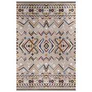 Multicolor beige non-slip carpet with colored decorations 120x180