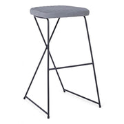 Bar stool in steel and velvet Gray KINSLEY 40x46 h76 cm