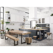 Steel stool with seat in fir wood PRISMY 25,5x25,5x h46 cm