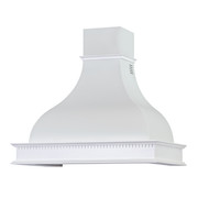 FAMILY white rustic kitchen hood with 90 cm inlaid wooden frame
