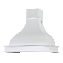 FAMILY white rustic kitchen hood with inlaid wooden frame 120 cm