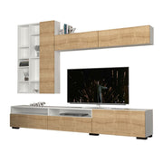 Storage wall base 3 flaps hanging 2 doors white oak 270x35xh.45 cm