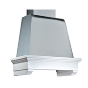 MEMORY extractor hood in silver stainless steel and 90 cm white ash wood frame